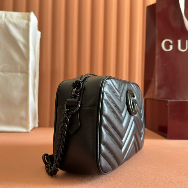 GG Marmont Small 24 in Black Calfskin and Hardware