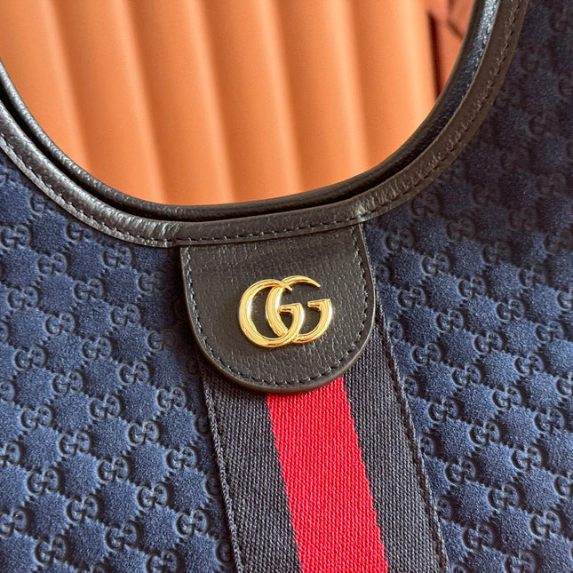 GUCCI 25S GIGLIO LARGE TOTE BAG 25 CM IN CHARCOAL GRAY CANVAS