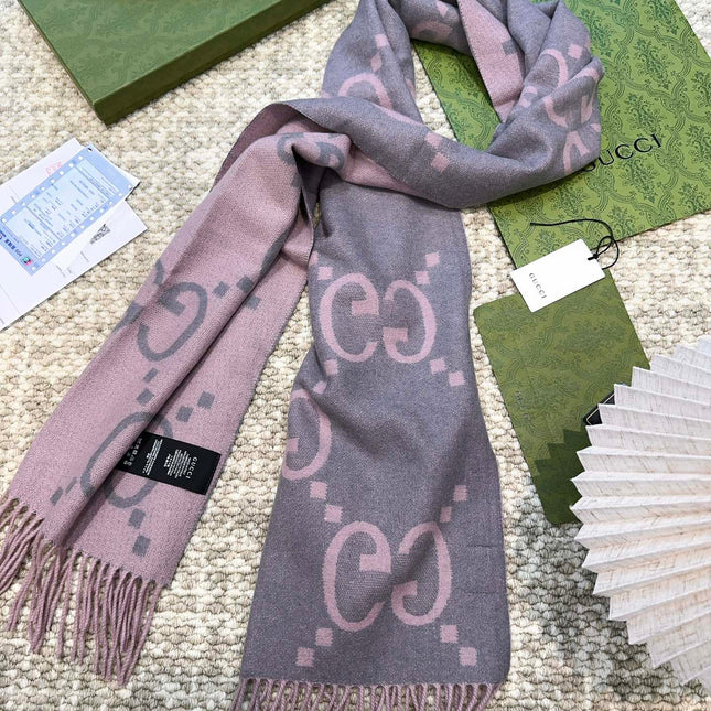 SCARF 200 CM IN LIGHT PINK MIX GRAY CASHMERE 396379
