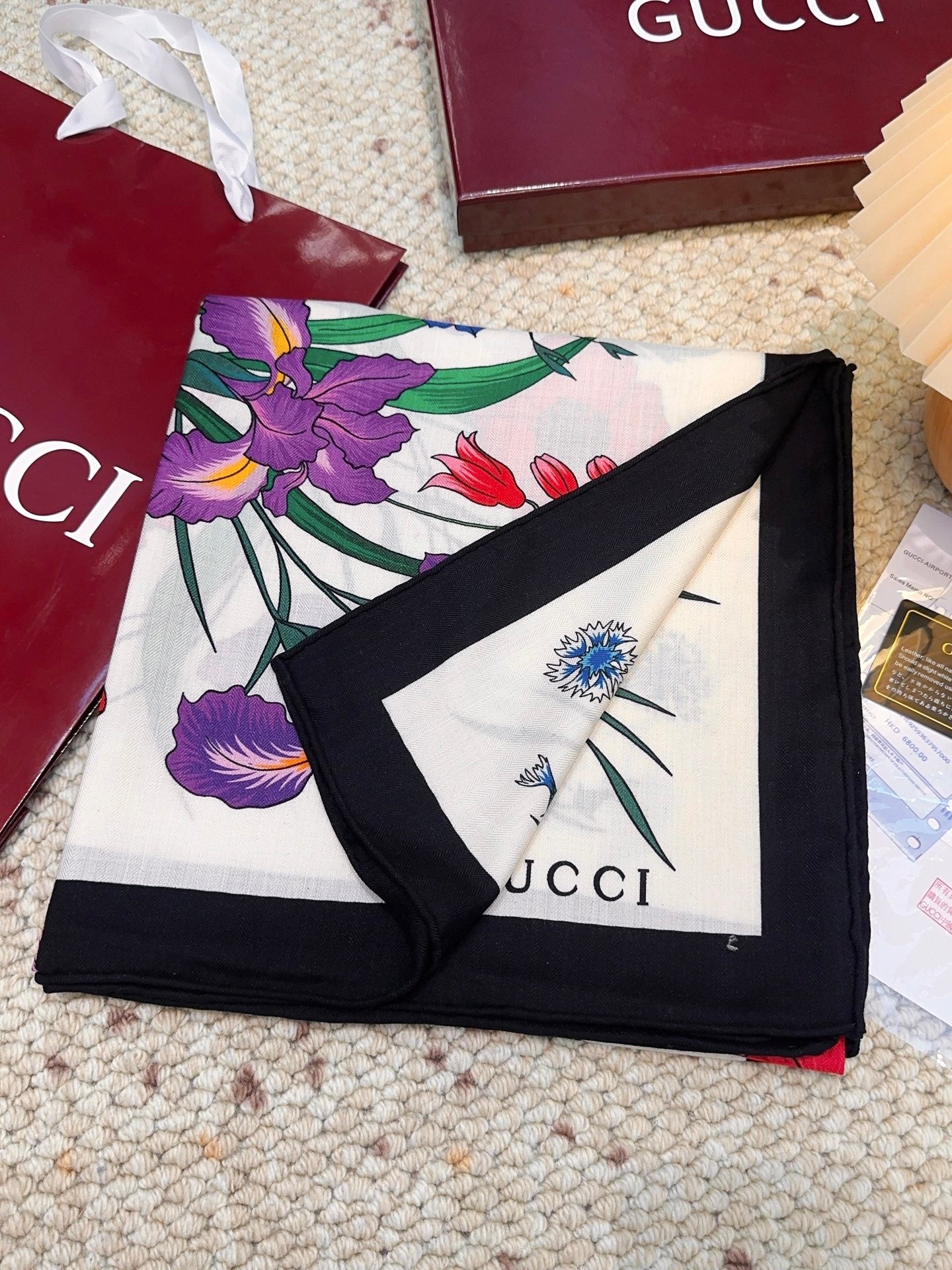 GUCCI 26S SCARF 140 IN CASHMERE AND SILK 863992