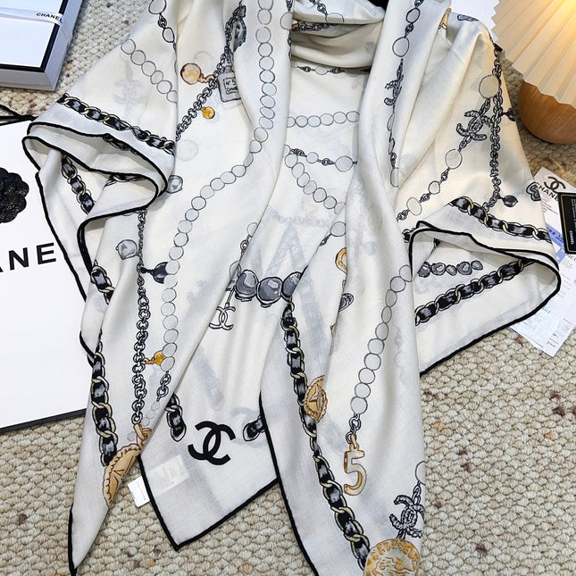 CHANEL 25S SCARF 140 CM IN CASHMERE SILK 943929