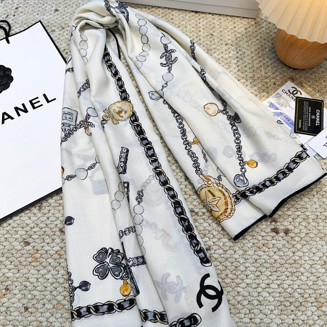 CHANEL 25S SCARF 140 CM IN CASHMERE SILK 943929