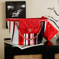 CHANEL 26S LARGE TOTE BAG 54 IN RED MULTICOLOR CANVAS AND CALFSKIN GOLD HARDWARE