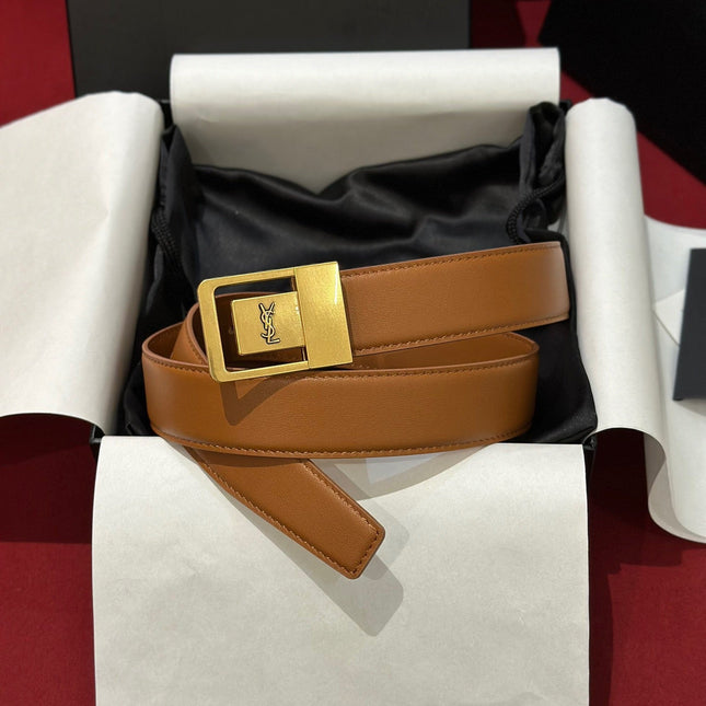 YSL 25S BELT 30 MM IN BROWN CALFSKIN 538010