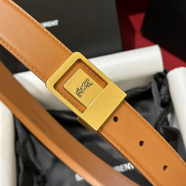 YSL 25S BELT 30 MM IN BROWN CALFSKIN 538010