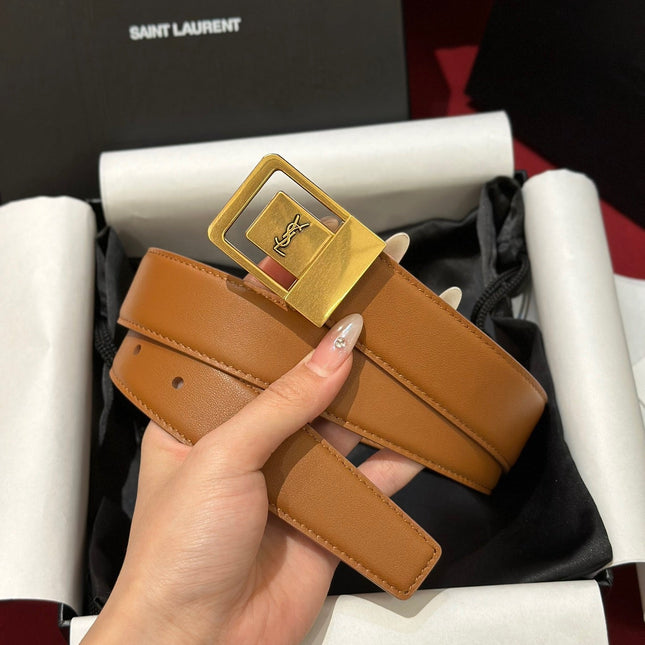 YSL 25S BELT 30 MM IN BROWN CALFSKIN 538010