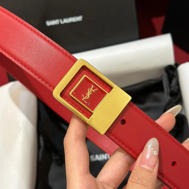 YSL 25S BELT 30 MM IN RED CALFSKIN 538009