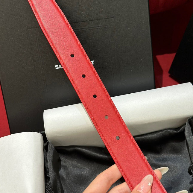 YSL 25S BELT 30 MM IN RED CALFSKIN 538009
