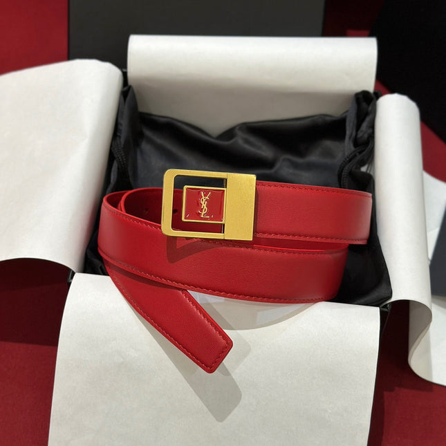 YSL 25S BELT 30 MM IN RED CALFSKIN 538009