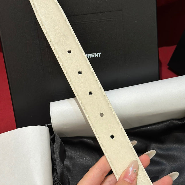 YSL 25S BELT 30 MM IN CREAM WHITE CALFSKIN 538008