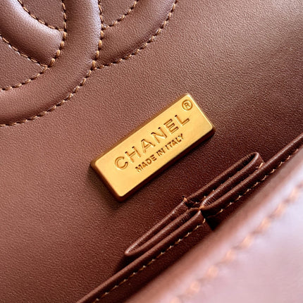 CHANEL 26S CLASSIC FLAP 25 IN BROWN BRONZE SEQUIN GOLD HARDWARE