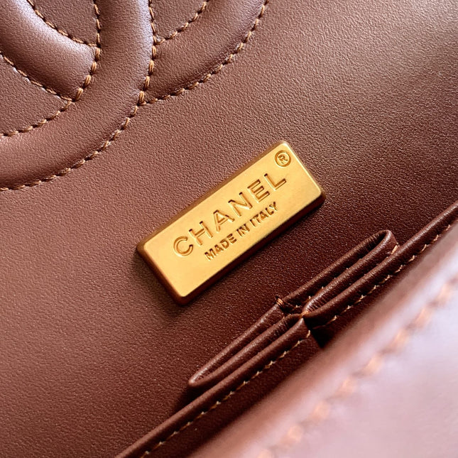CHANEL 26S CLASSIC FLAP 25 IN BROWN BRONZE SEQUIN GOLD HARDWARE
