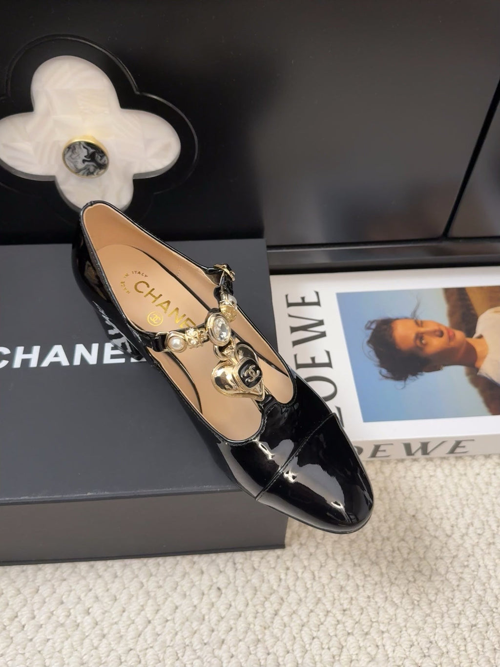 MARY JANE SHOES IN BLACK PATENT CALFSKIN 55 MM
