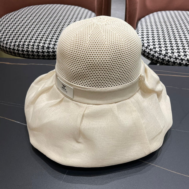 CELINE 26S MESH CROWN RUFFLE-BRIM SUN HAT STYLE 133