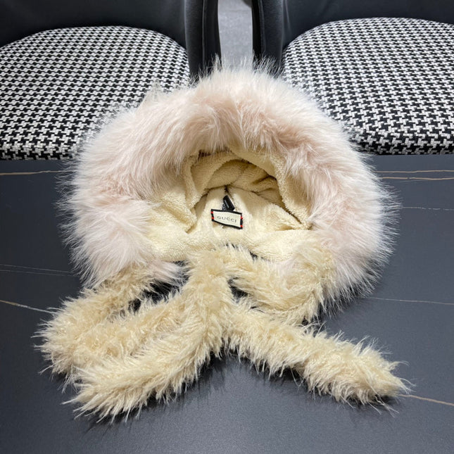 BEANIE HAT IN COLORFUL WOOL AND RABBIT FUR 392116