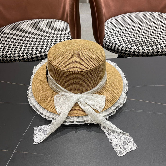 CHANEL 26S FLAT-BRIM STRAW HAT 338188