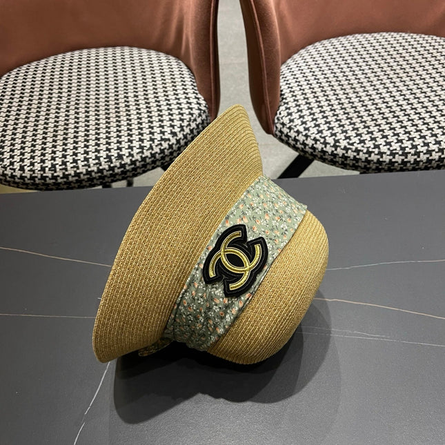 CHANEL 26S FLORAL RIBBON STRAW CLOCHE HAT 335747