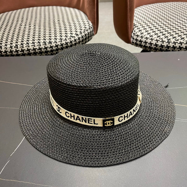 CHANEL 26S STRAW BOATER HAT 335740