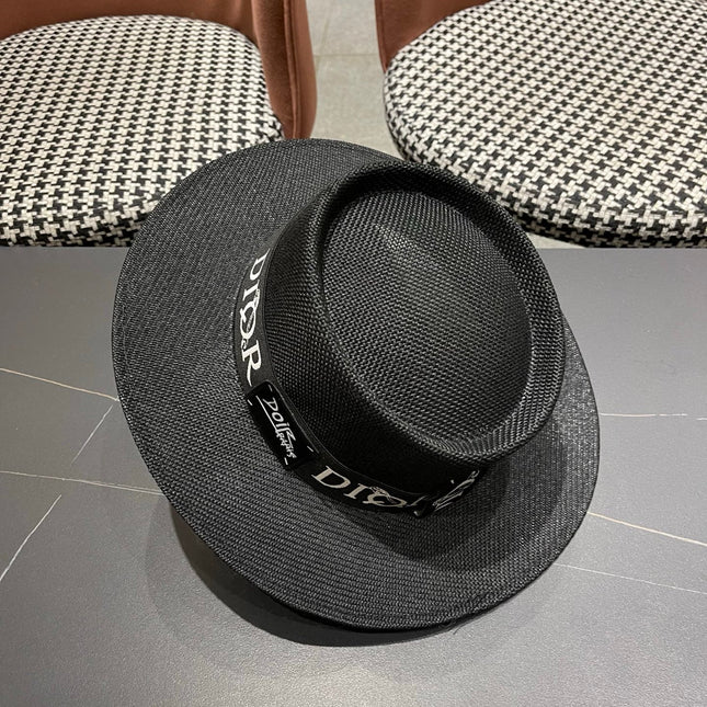 DIOR 26S LOGO STRAW BOATER HAT STYLE 22
