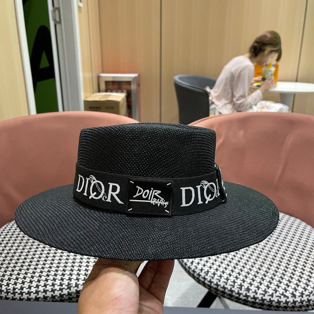 DIOR 26S LOGO STRAW BOATER HAT STYLE 22