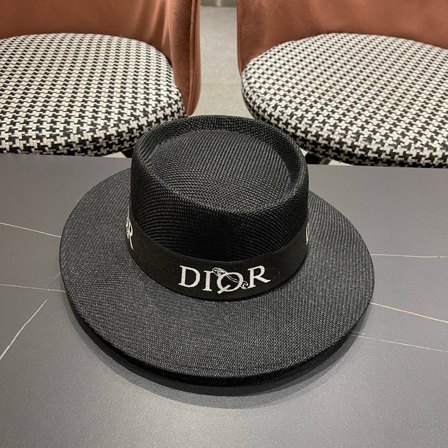 DIOR 26S LOGO STRAW BOATER HAT STYLE 22