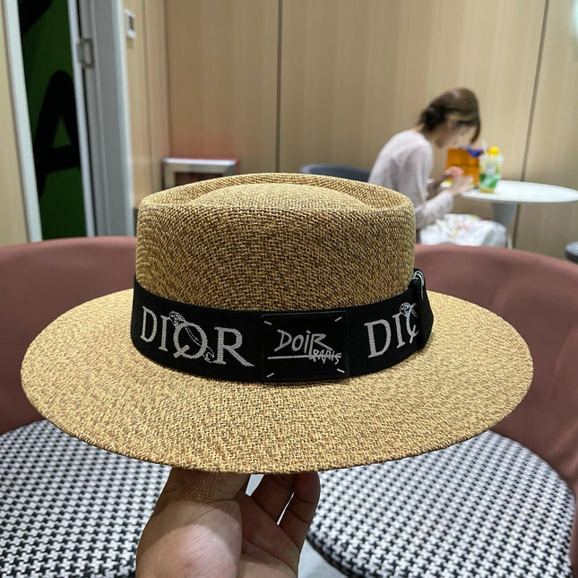 DIOR 26S LOGO STRAW BOATER HAT STYLE 21