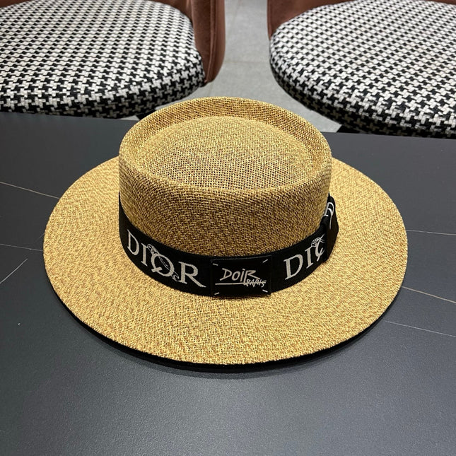 DIOR 26S LOGO STRAW BOATER HAT STYLE 21