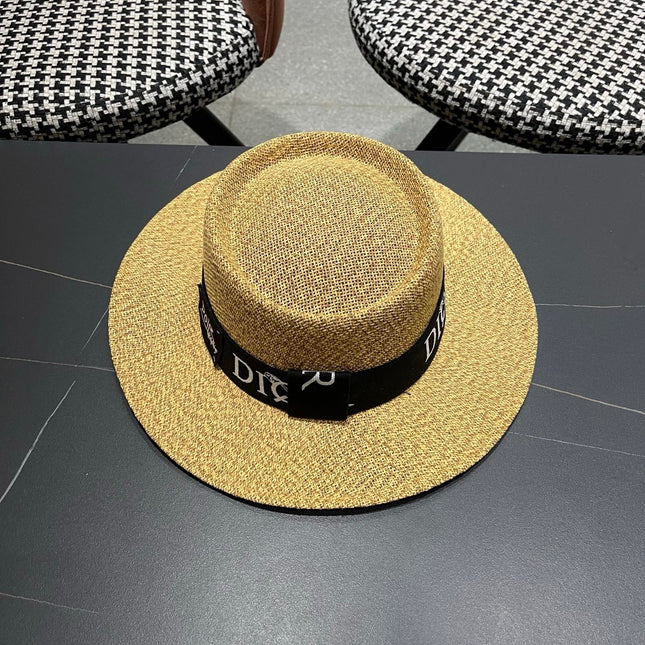 DIOR 26S LOGO STRAW BOATER HAT STYLE 21