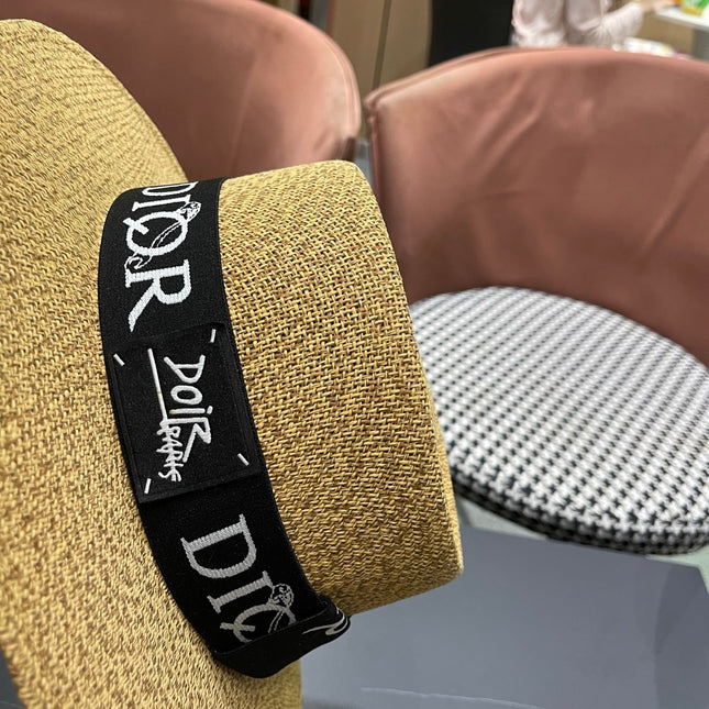 DIOR 26S LOGO STRAW BOATER HAT STYLE 21