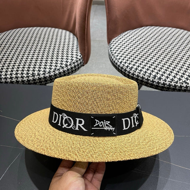 DIOR 26S LOGO STRAW BOATER HAT STYLE 21