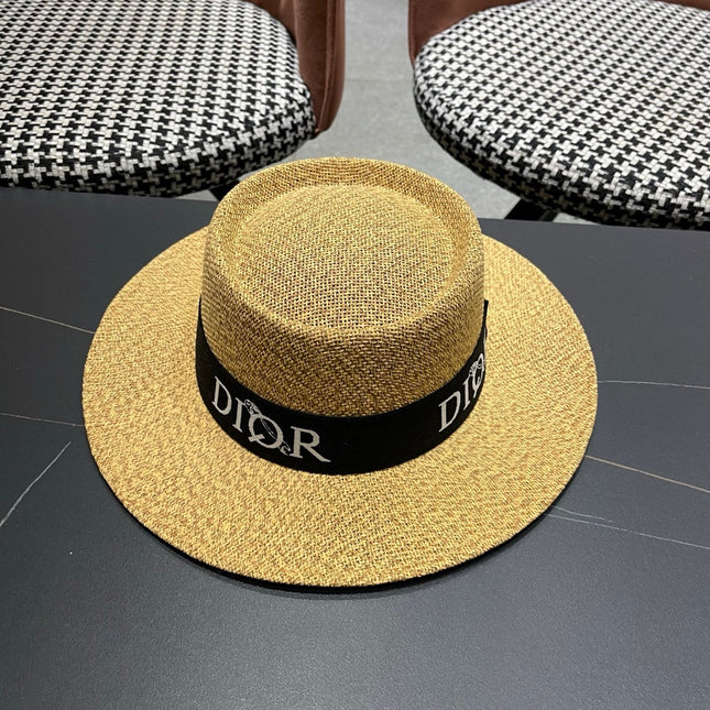 DIOR 26S LOGO STRAW BOATER HAT STYLE 21