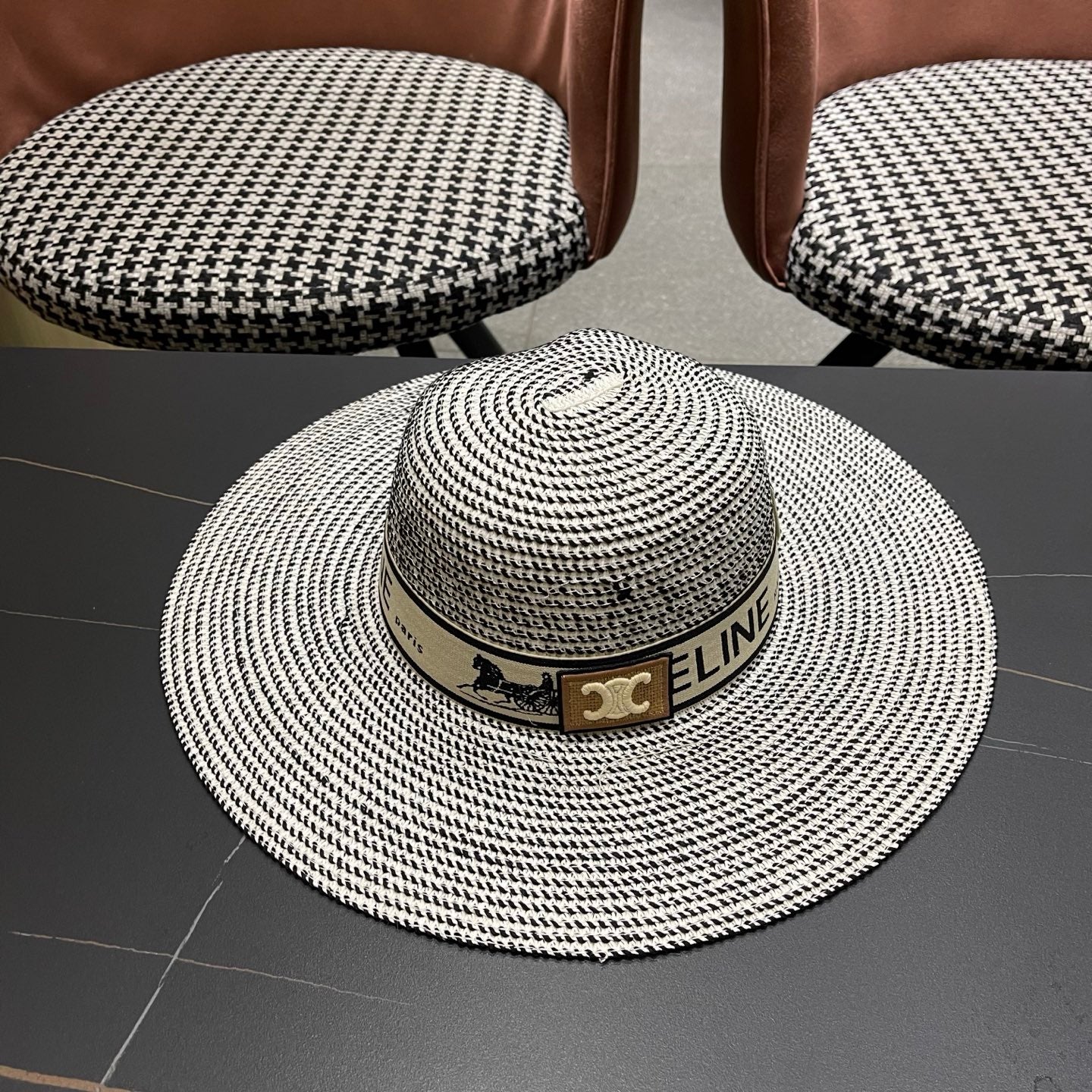 CELINE 26S WIDE BRIM STRAW SUN HAT STYLE 228