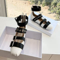 PUNK BALLET FLAT IN WHITE MIX BLACK CALFSKIN