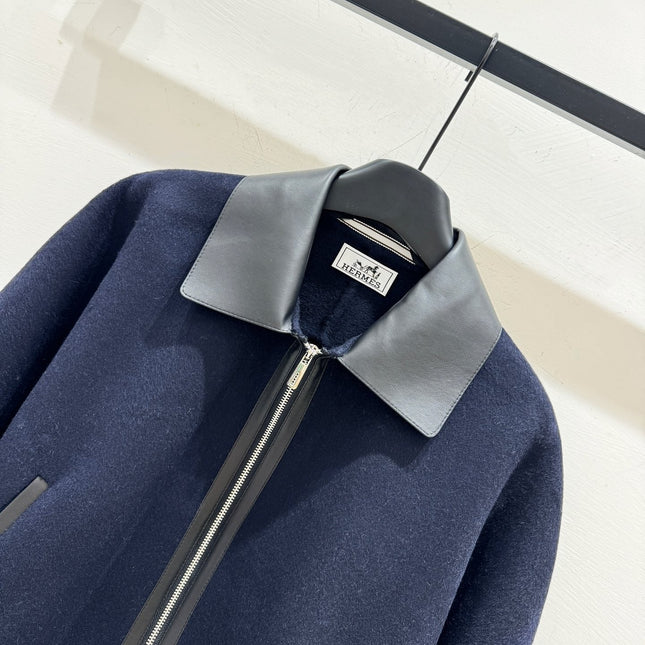 HERMES 25S CASHMERE COAT WITH SHEARLING COLLAR 251