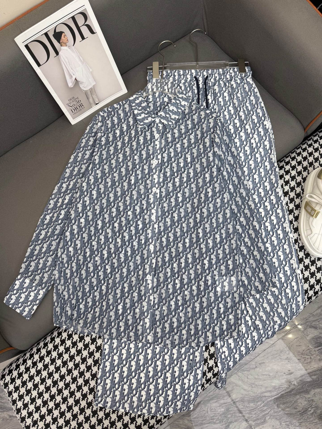 DIOR SHIRTS MONOCHROME PRINTED FABRIC 266699