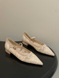 GIANVITO ROSSI 26S MARY JANE IN NUDE LACE