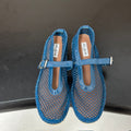 ALAIA 26S MESH ESPADRILLES IN NAVY BLUE PATENT LEATHER AND MESH