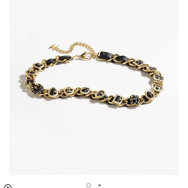 CHANEL 25S CHAIN BELT IN GOLD METALLIC AND BLACK CALFSKIN 614282
