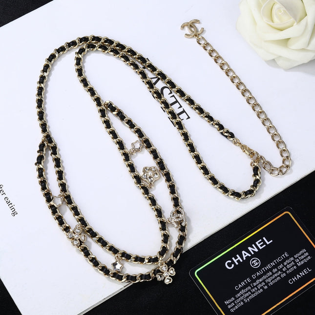 CHANEL 25S CHAIN BELT IN BLACK CALFSKIN AND GOLD METALLIC 614284