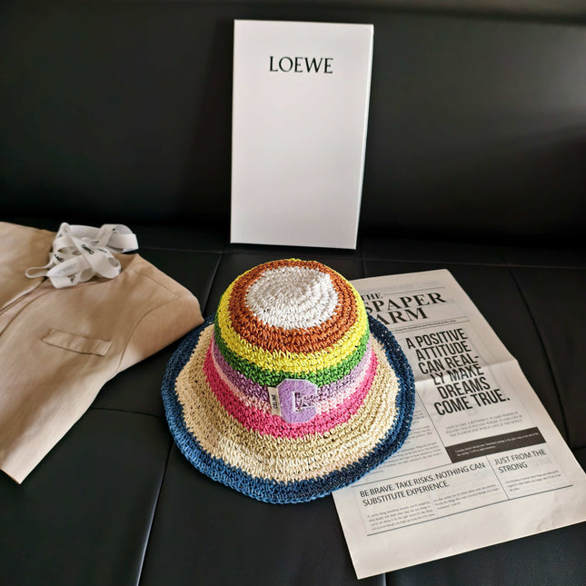 CELINE 26S RAINBOW WOVEN BUCKET HAT STYLE 7