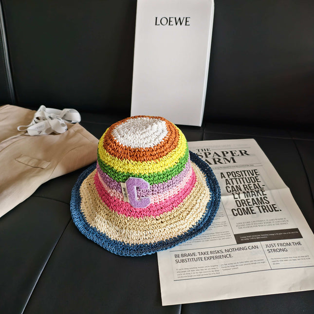 CELINE 26S RAINBOW WOVEN BUCKET HAT STYLE 7