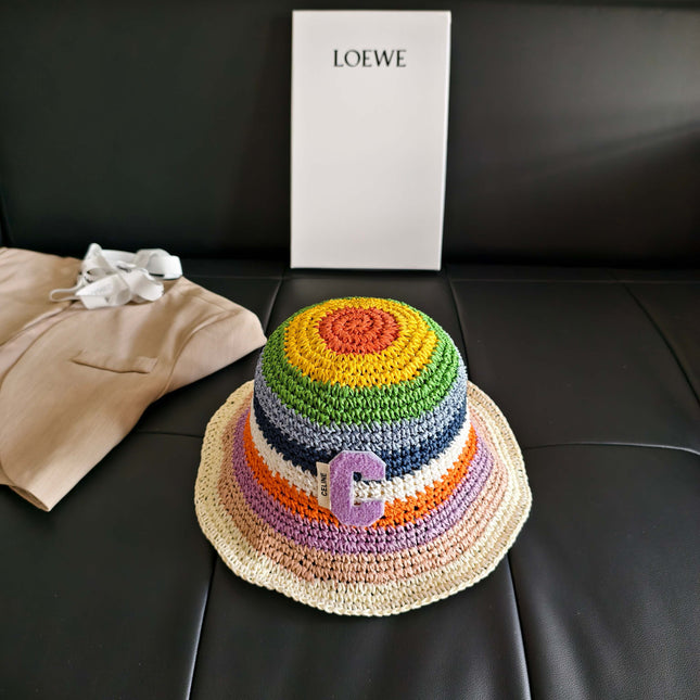 CELINE 26S RAINBOW WOVEN BUCKET HAT STYLE 6