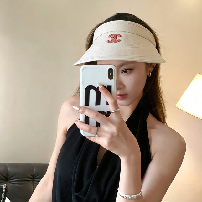 CHANEL 26S EMBROIDERED CC VISOR HAT 336145
