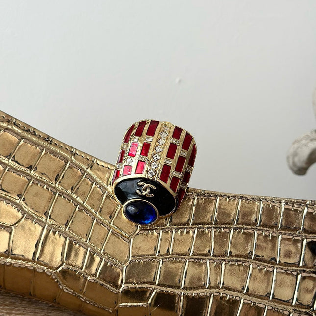 CHANEL 25S CLUTCH 30 IN METALLIC GOLD CROCODILE-EMBOSSED CALFSKIN