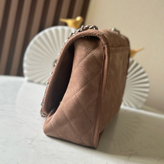 CHANEL 25S FLAP BAG 34 IN BROWN SUEDE