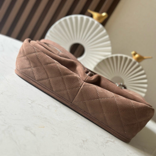 CHANEL 25S FLAP BAG 34 IN BROWN SUEDE