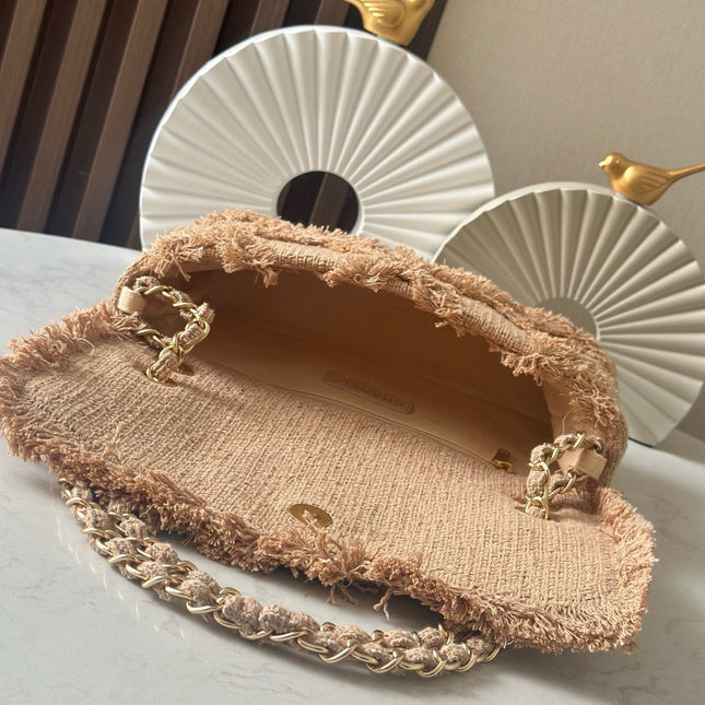 CHANEL 25S FLAP BAG 27 IN BEIGE FABRIC