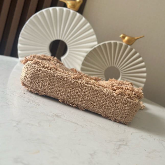 CHANEL 25S FLAP BAG 27 IN BEIGE FABRIC