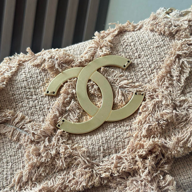 CHANEL 25S FLAP BAG 27 IN BEIGE FABRIC