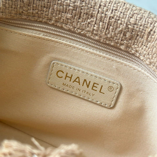 CHANEL 25S FLAP BAG 27 IN BEIGE FABRIC